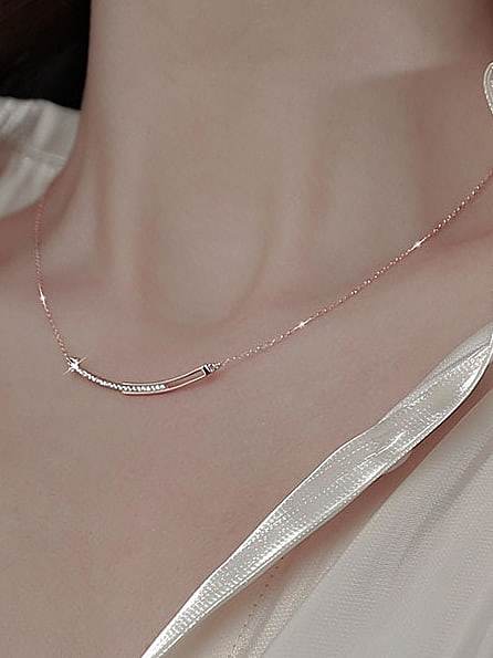 925 Sterling Silber Zirkonia Smiley geometrische minimalistische Halskette