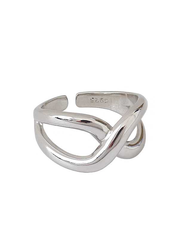 Ring aus S925-Sterlingsilber, einfach, glatt, Kreuz, freie Größe