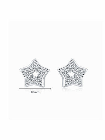 925 Sterling Silver Cubic Zirconia Five-pointed starTrend Stud Earring