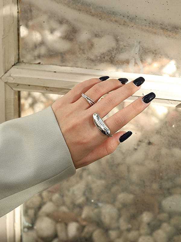 925 Sterling Silver Smooth Geometric Vintage Band Ring