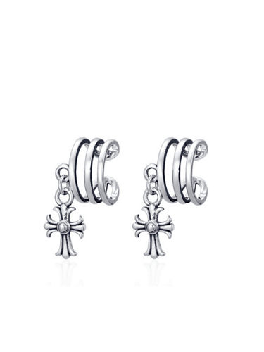 Boucles d'oreilles pendantes vintage croix en argent sterling 925