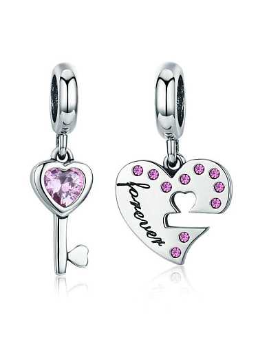 925 silver cute heart lock charms