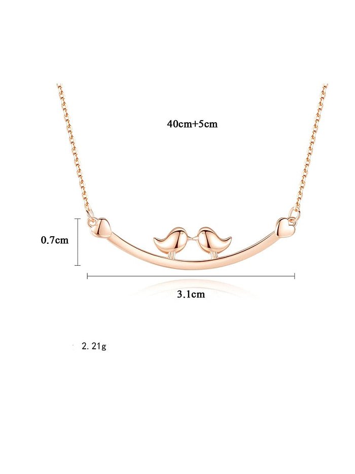 925 sterling silver simple, fashionable and glossy two birds, necklace
