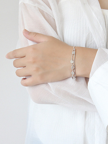 Sterling silver double tassel smooth bracelet