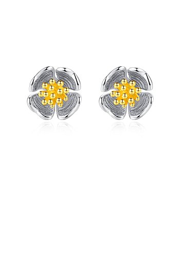 Boucles d'Oreilles Tendance Fleur en Argent 925