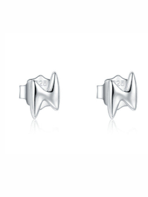925 Sterling Silver Smotth Geometric Minimalist Stud Earring