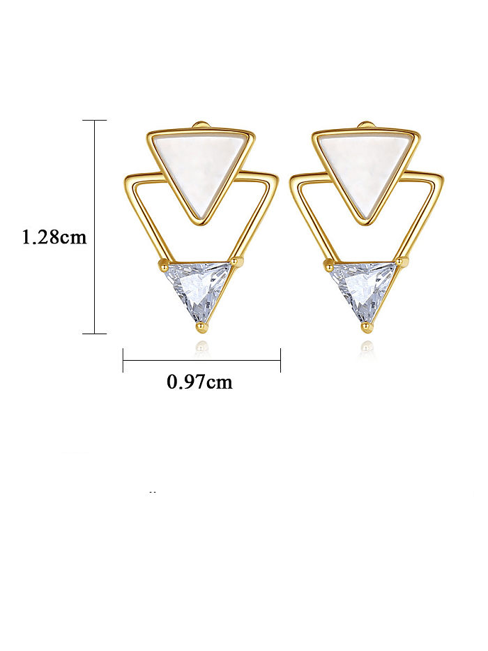 925 Sterling Silver Shell Triangle Minimalist Stud Earring
