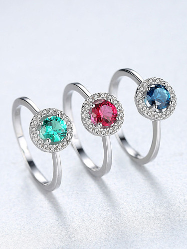 Sterling silver fashion high-end multicolor treasure ring