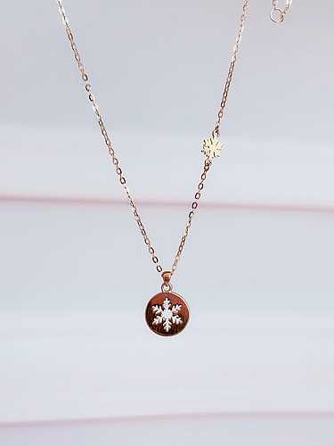 Minimalistische, glatte, hohle Schneeflocken-Anhänger-Halskette aus 925er Sterlingsilber