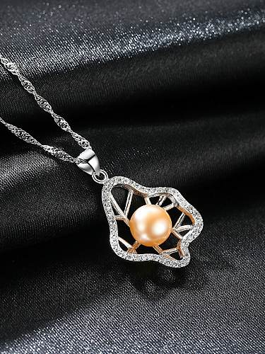 925 Sterling Silver Fashion zircon Irregular Flower Pendant Necklace