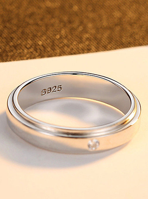 925 Sterling Silver With Platinum Plated Simplistic Round Band Rings