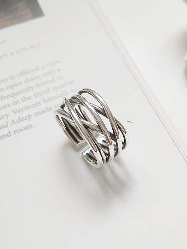 925 Sterling Silver Geometric Vintage Bird's Nest Free Size Midi Ring
