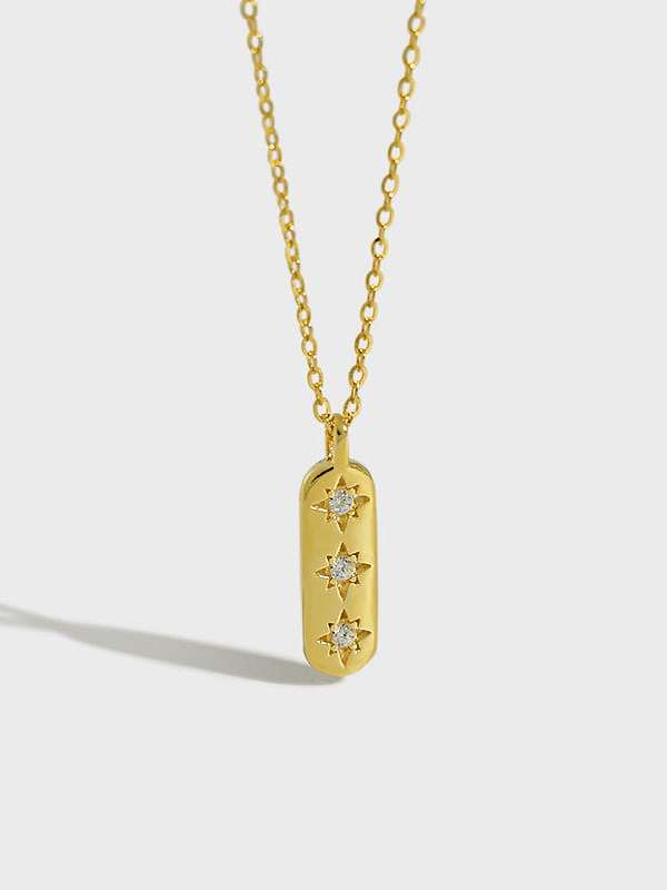 Collier pendentif minimaliste géométrique en argent sterling 925 avec strass
