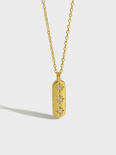 Collar con colgante minimalista geométrico de diamantes de imitación de plata de ley 925