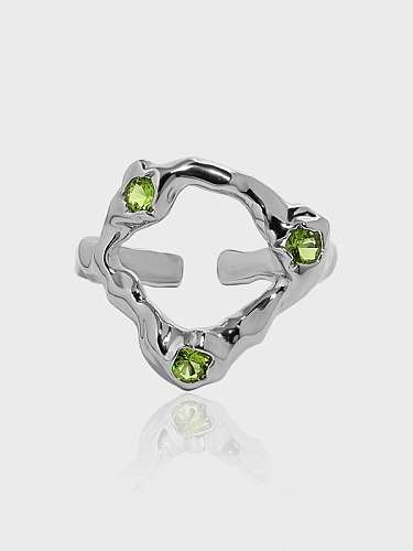 Unregelmäßiger geometrischer minimalistischer Midi-Ring aus 925er Sterlingsilber mit Zirkonia