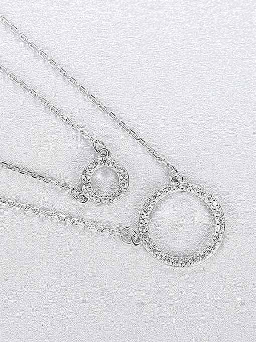 925 Sterling Silver Cubic Zirconia Geometric Dainty Multi Strand Necklace
