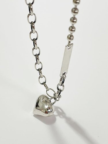 Collar de cadena hueca minimalista con corazón de plata de ley 925