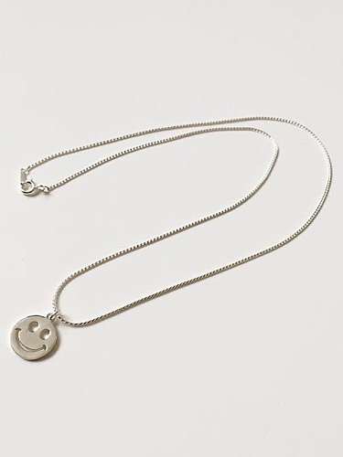 925 Sterling Silver Face smile Trend Initials Necklace