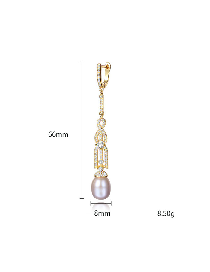 Boucles d'oreilles perle d'eau douce naturelle rétro 7-8mm en argent pur