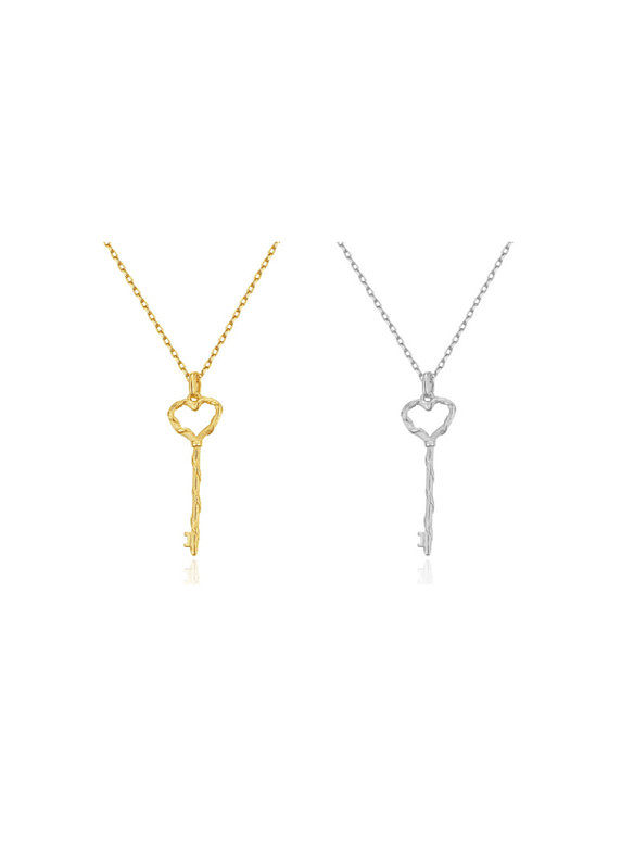 925er Sterlingsilber mit vergoldeten schlichten Schlüsselanhänger-Halsketten