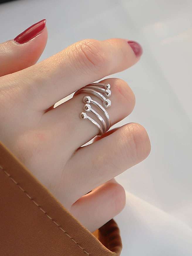 925 Sterling Silver Ball Minimalist Solid Six Bead Midi Ring