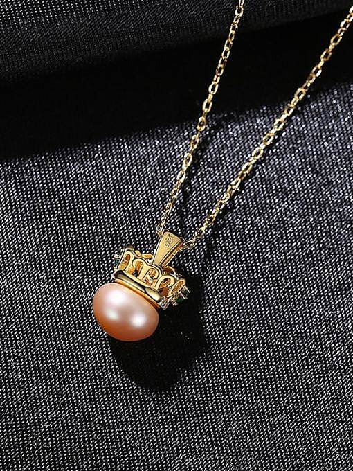 Collier minimaliste couronne de perles d'imitation en argent sterling 925