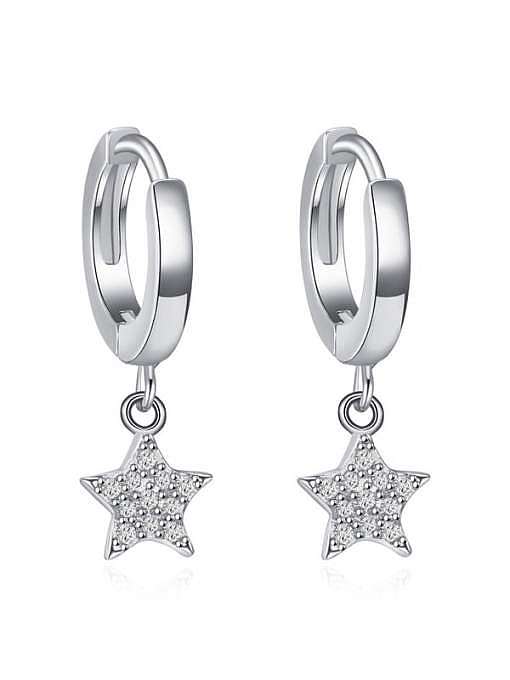 925 Sterling Silver Cubic Zirconia Five-pointed star Heart Trend Huggie Earring