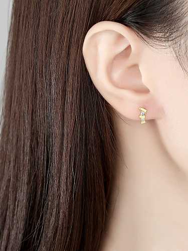 925 Sterling Silver Rhinestone Geometric Minimalist Stud Earring