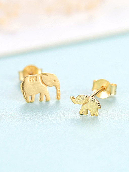 925 Sterling Silver With Glossy Cartoon elephant Stud Earrings