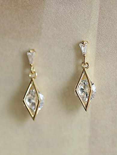 925 Sterling Silver Cubic Zirconia Water Drop Vintage Drop Earring