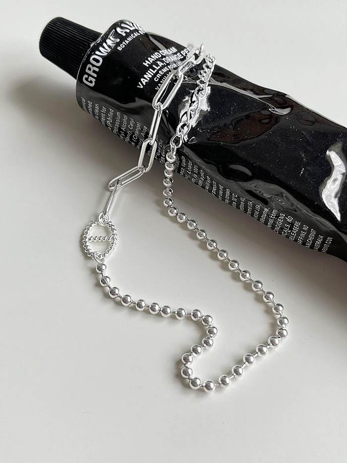 Colar redondo minimalista de prata esterlina 925 com miçangas