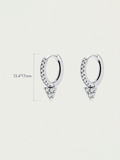 925 Sterling Silver Cubic Zirconia Triangle Dainty Huggie Earring