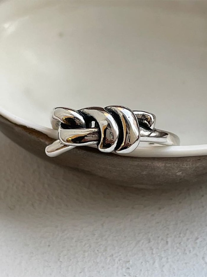 925 Sterling Silver Twist knot Vintage Band Ring