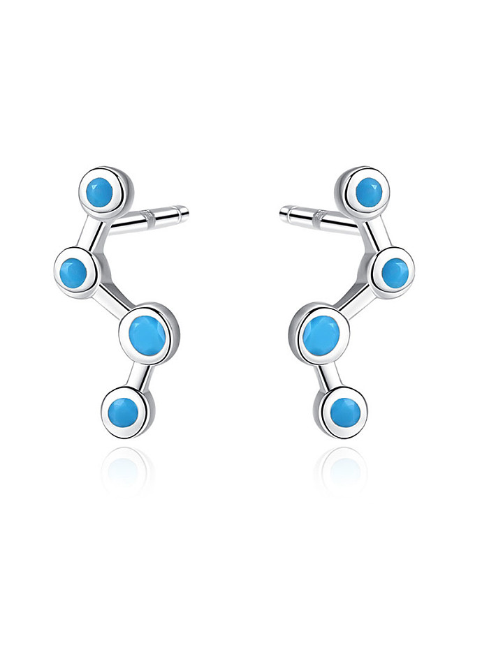 925 Sterling Silver With Enamel Personality Irregular Stud Earrings