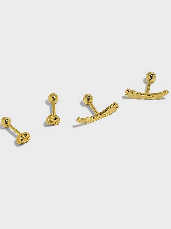 925 Sterling Silver Irregular Vintage Stud Earring