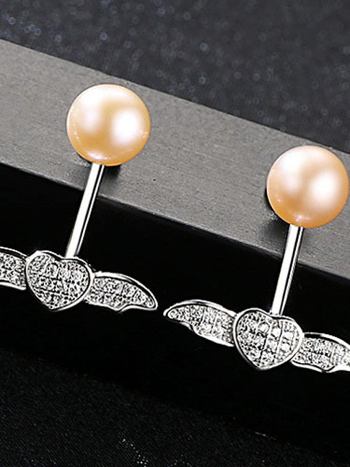 925 Sterling Silver with 3A zircon 7-75mm steamed bread ear studs