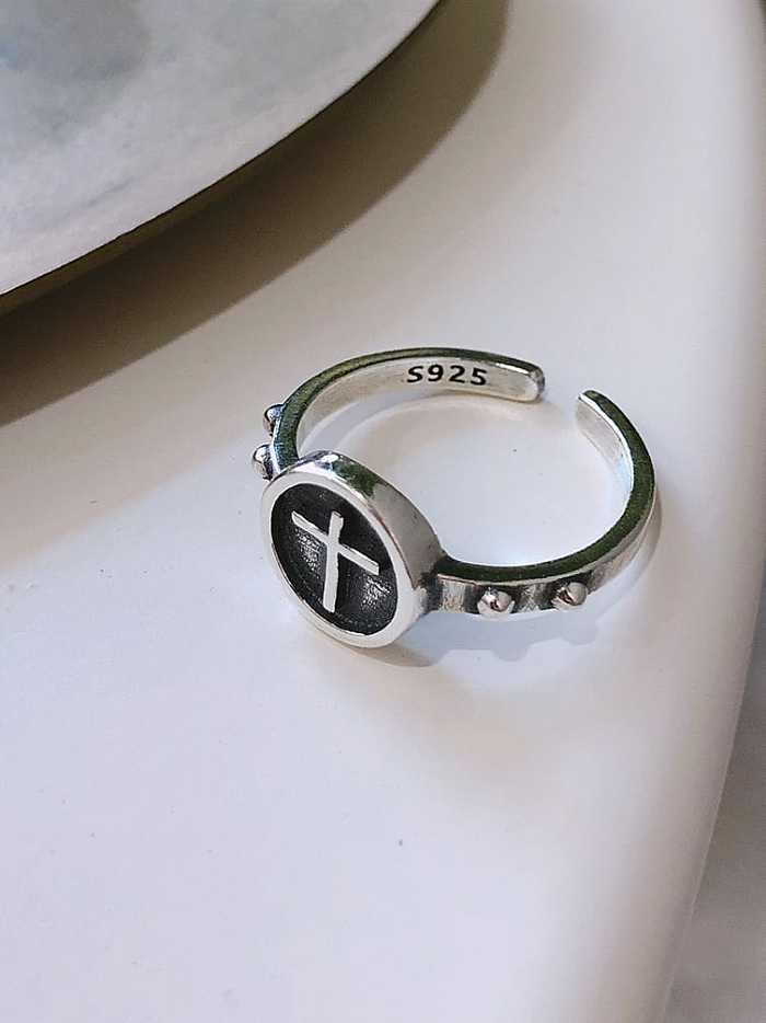 925 Sterling Silver Cross Minimalist Free SIze Midi Ring