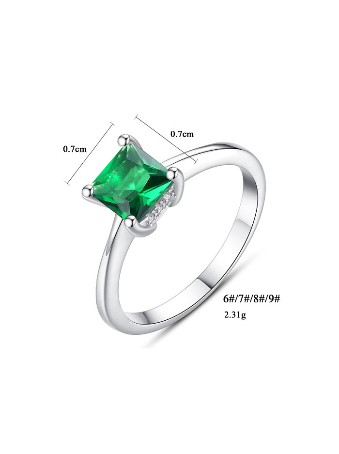 Sterling Silver Emerald Classic Ring