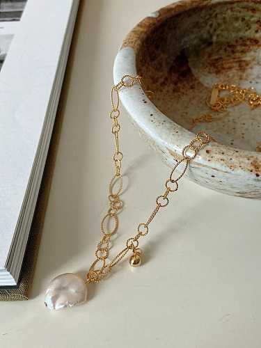 Collier pendentif vintage en argent sterling 925 avec perles d'eau douce irrégulières