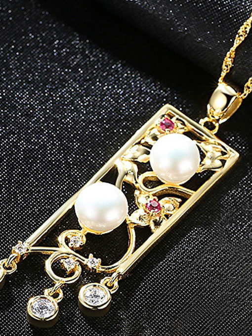 Collier de perles naturelles en zircon de style chinois en argent sterling