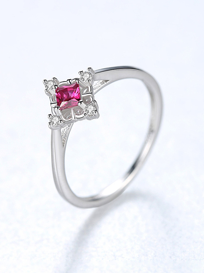 925 Sterling Silver With Cubic Zirconia Simplistic Square Band Rings