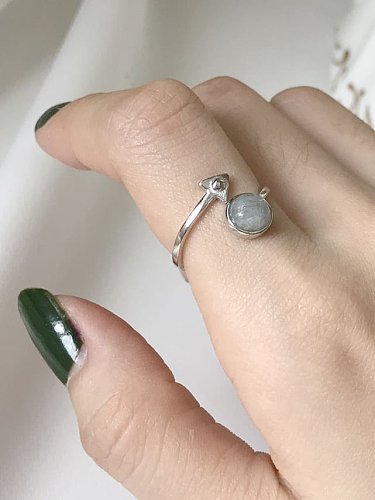 925 Sterling Silver Imitation Pearl Irregular Vintage Band Ring