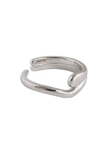 Bague midi minimaliste double couche en argent sterling 925 taille libre