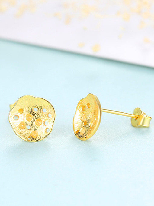 Sterling silver simple lotus root brushed earrings