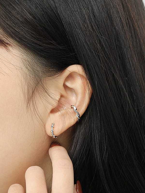 925 Sterling Silver Irregular Vintage Hoop Earring