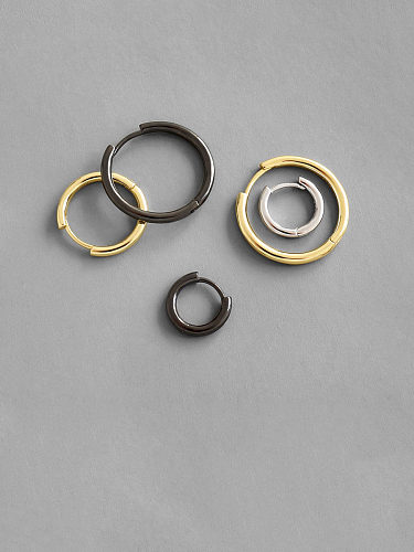 Brincos de prata esterlina 925 com clipe redondo simplista banhado a ouro