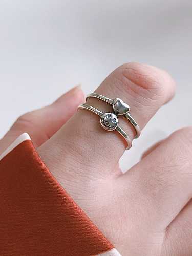 925 Sterling Silver Smiley Minimalist Stackable Ring