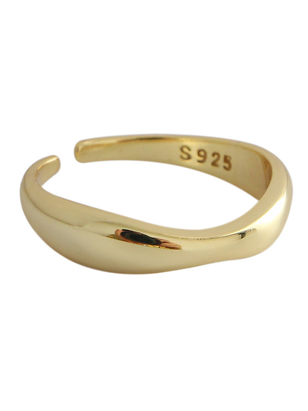 Plata de ley 925 con anillos de tamaño libre de patrón de onda irregular simplista brillante