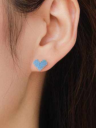 925 Sterling Silver Turquoise Heart Trend Stud Earring