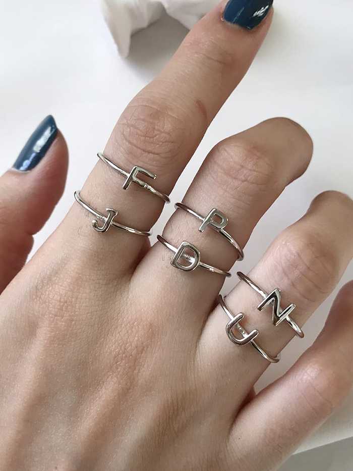 925 Sterling Silver Letter Vintage Band Ring